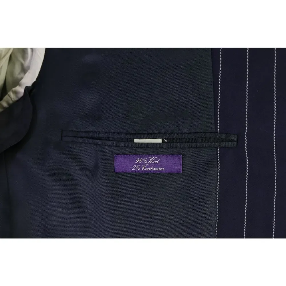 Ralph Lauren Purple Label Navy Blue Pinstripe 2-Btn Suit Jacket Blazer 42L